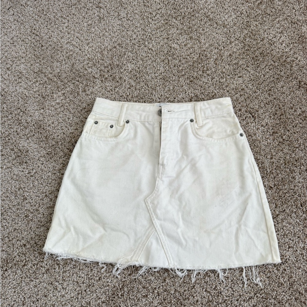 BDG White Denim Mini Skirt